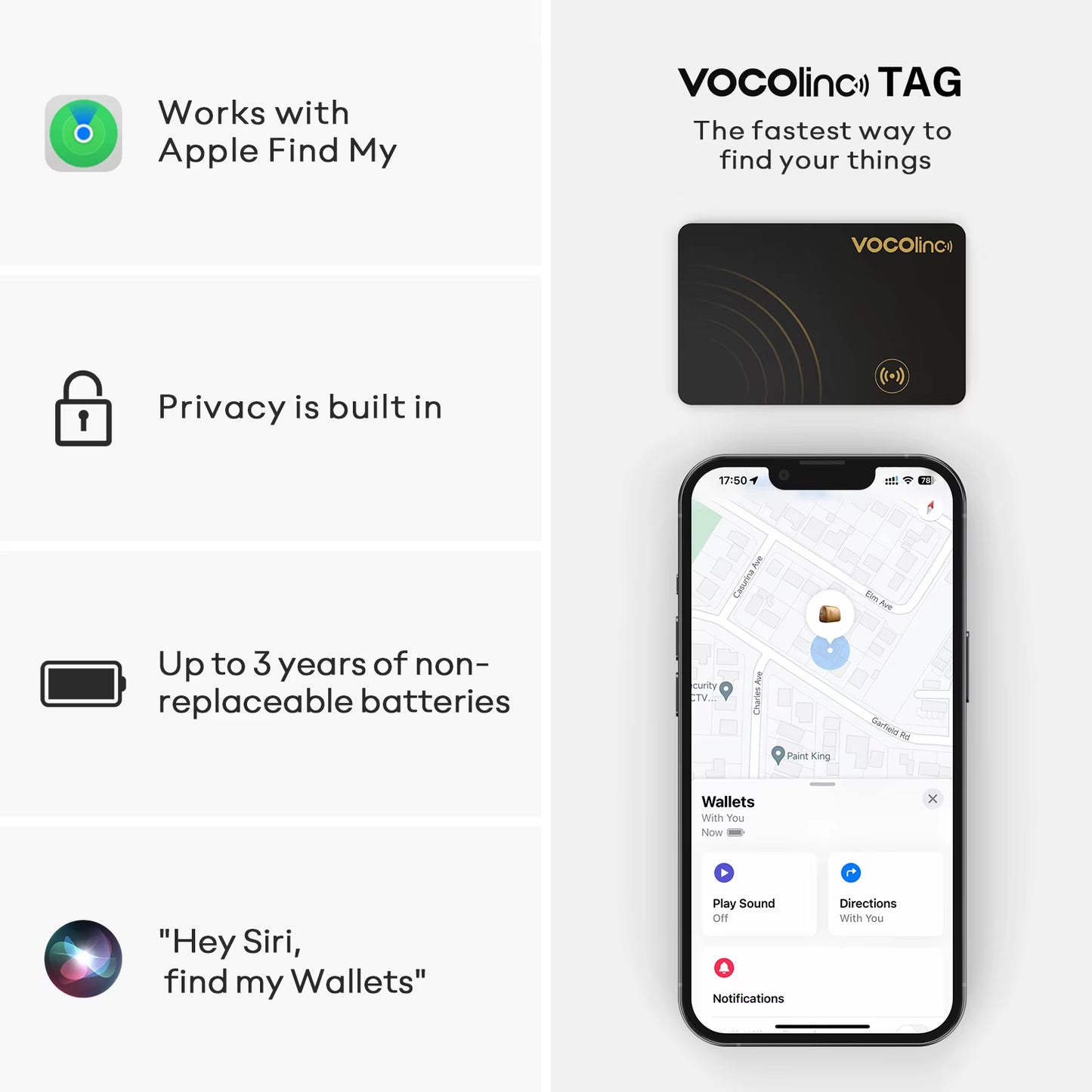 2Pcs  Wallet Tracker Card, GPS Locator Smart Tag, Find My (IOS Only), Key Finder Bluetooth Tracker, No Charging Required